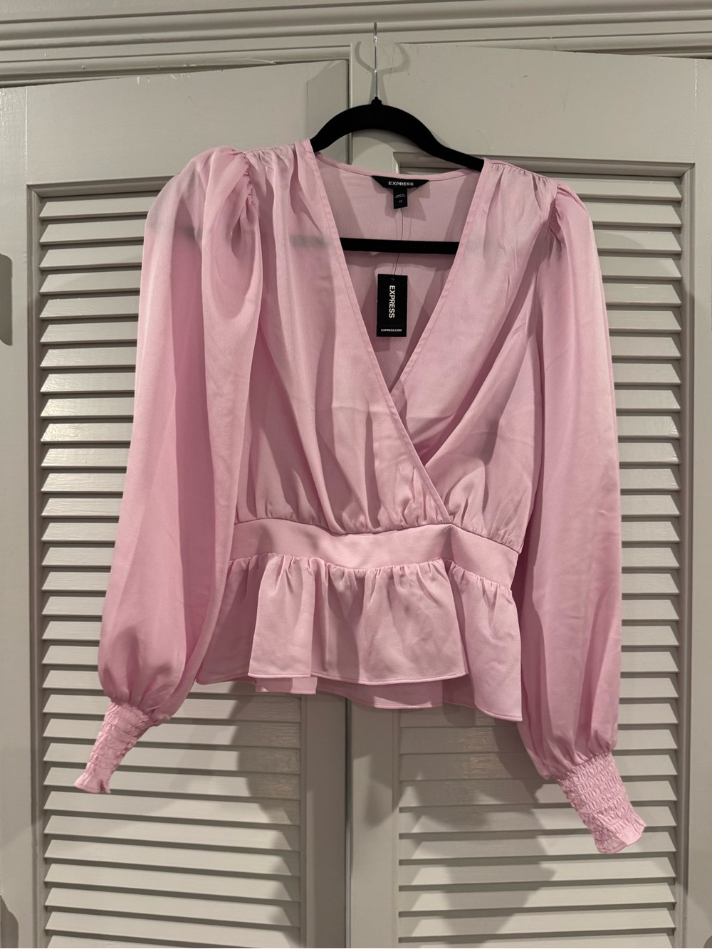 Express XS Pink Peplum Wrap Blouse